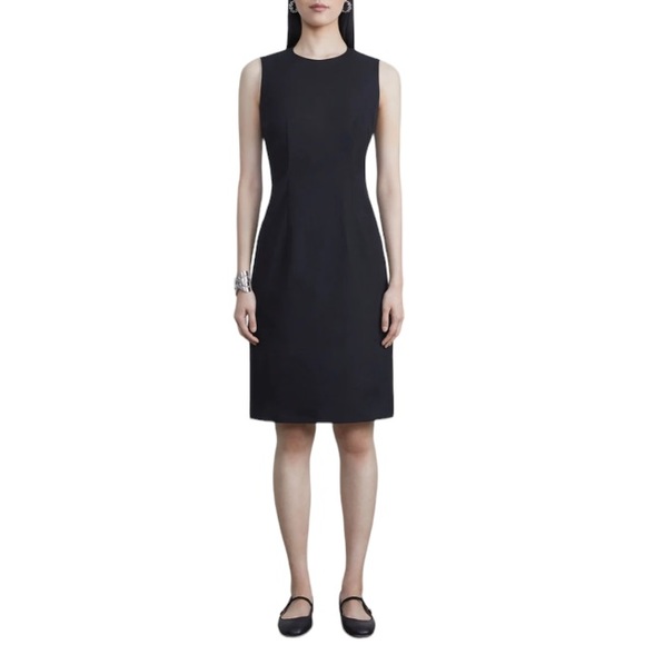 ZENOBIA | Women’s Black Wool Sleeveless Lined Side Zip Stretch Midi Dress size 6 - Picture 1 of 11